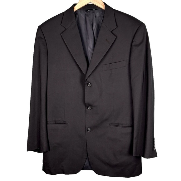 Vintage Brooks Brothers Black BrooksEase Wool Suit Blazer Jacket Size 40L - Picture 1 of 10
